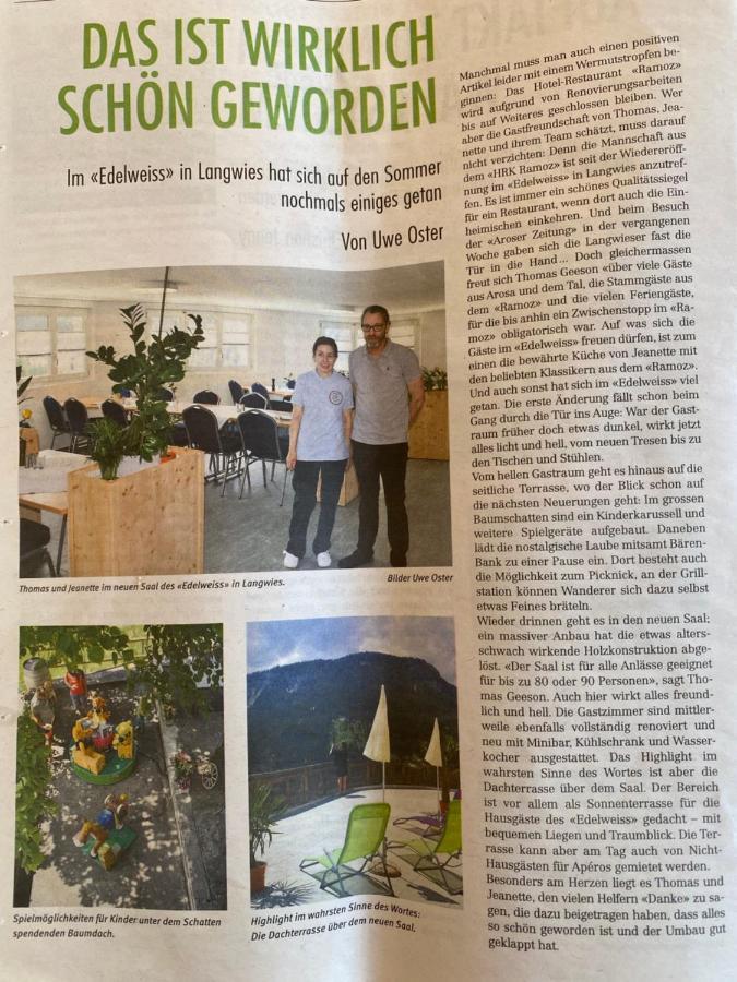 Gasthaus Edelweiss Langwies Eksteriør bilde